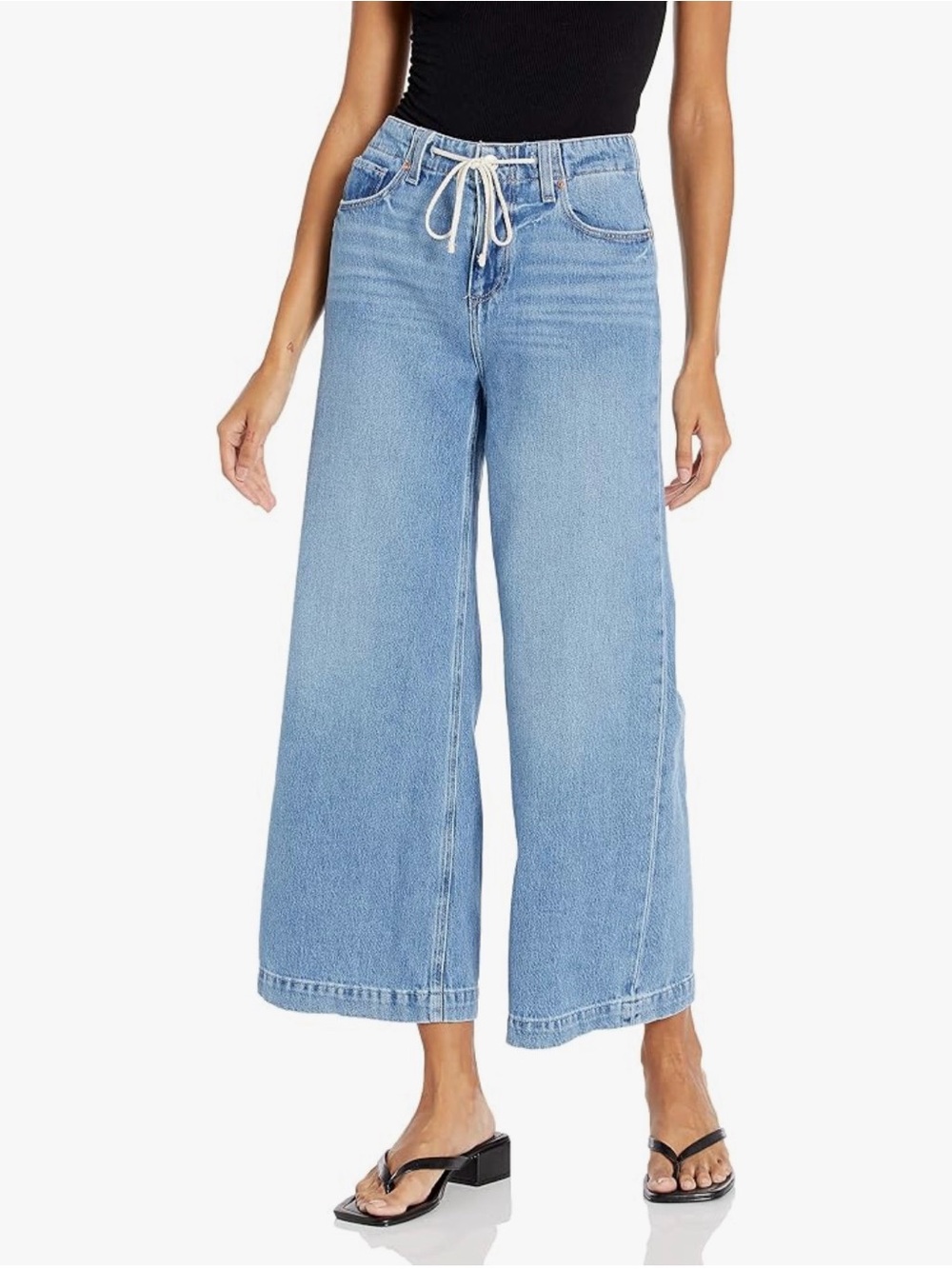 PAIGE Zoey Tie-Waist Cropped Wide-Leg Jeans Size 27 • Custom 24" Inseam
